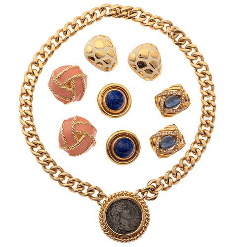 Group of Vintage Enamel, Gold-Tone Ciner Jewelry