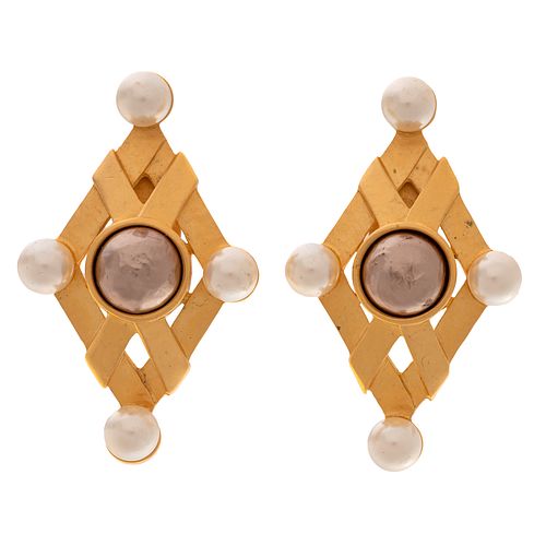 Pair of Faux Pearl, Gold-Tone Ear Clips, Karl Lagerfeld