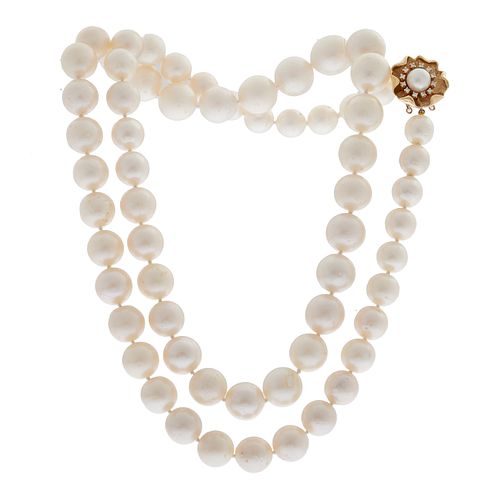South Sea Cultured Pearl, Diamond, 14k Yellow Gold Necklace