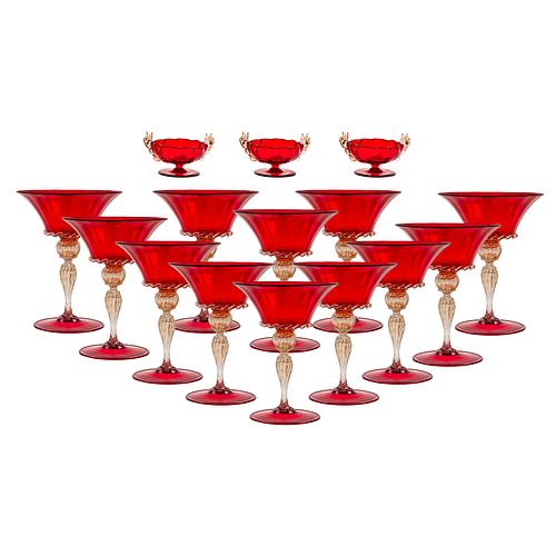 A Set of Murano Glass Champagne Coupes