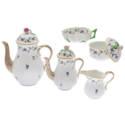 Herend Porcelain Blue Garland Tea Set