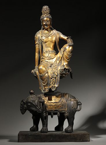 A Gilt Bronze Manjushri Statue