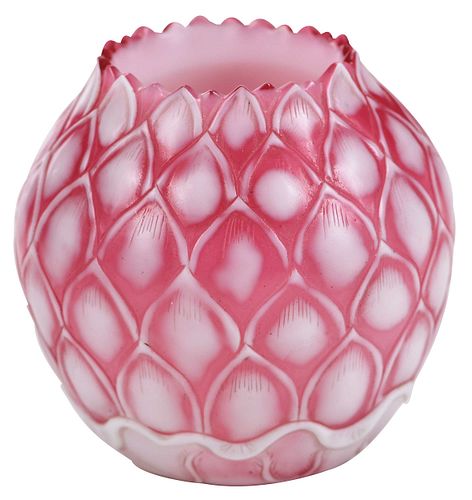 Chinese Pink Peking Glass Lotus Form Glass Vase
