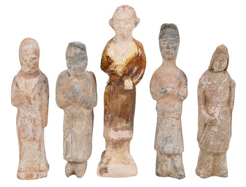 Five Early Chinese Pottery Burial Figures