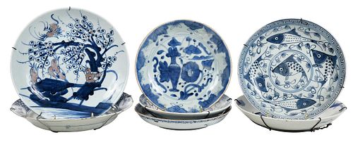 Seven Chinese Blue and White Dishes 