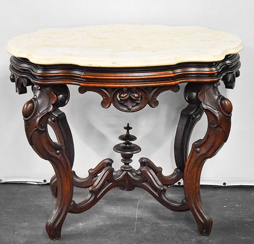 FRENCH REGENCY MARBLE TOP PARLOR TABLE