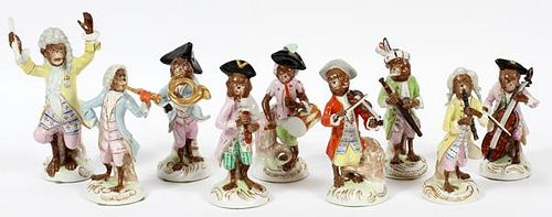SCHEIBE-ALSBACH PAINTED PORCELAIN MONKEY ORCHESTRA