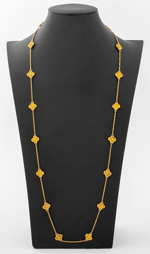 18K Yellow Gold  Alhambra Style Long Necklace