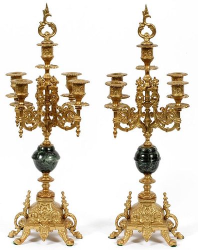 CONTINENTAL-STYLE FIVE LIGHT CANDELABRA PAIR