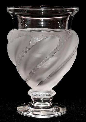 LALIQUE 'ERMENONVILLE' CLEAR AND FROSTED GLASS VASE