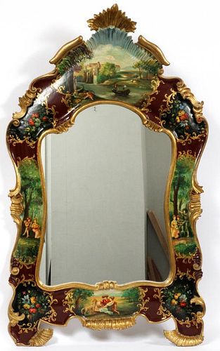 ROCOCO-STYLE PAINTED AND GILT WOOD MIRROR