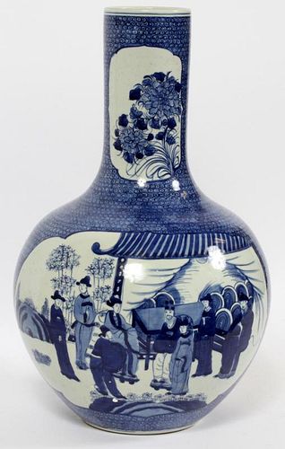 CHINESE BLUE FIELD W/ FIGURES PORCELAIN VASE