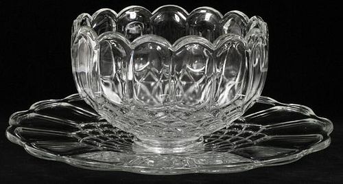 GLASS PUNCH BOWL AND UNDERPLATE