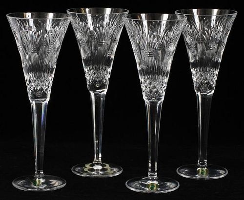 WATERFORD MILLENNIUM COLLECTION CRYSTAL FLUTES FOUR
