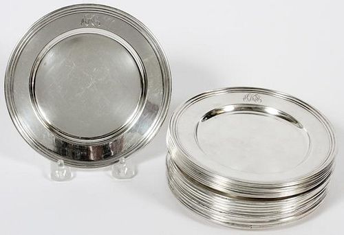 GROUP OF AMERICAN STERLING SILVER BREAD PLATES