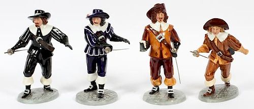 ROYAL DOULTON PORCELAIN MUSKETEERS FIGURES 4 PIECES