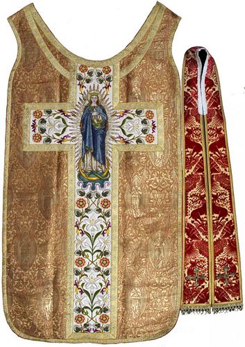 ECCLESIASTICAL EMBROIDERED CHASUBLE EARLY 20TH C.