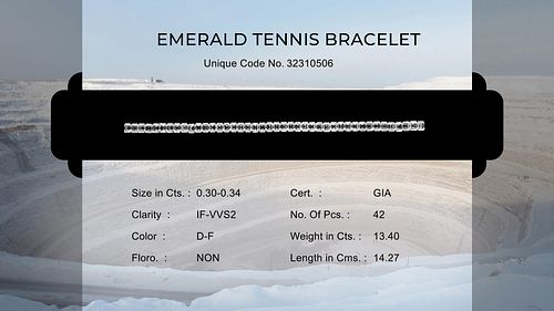 Tennis Bracelet Emerald cut Diamond Set. Appraised Value: $5,0000