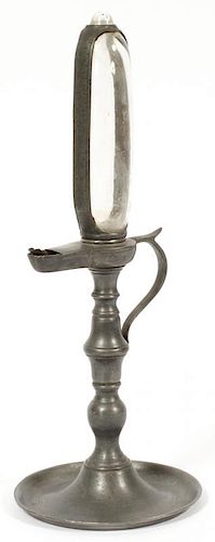 ANTIQUE PEWTER WHALE OIL TIMEKEEPER LAMP