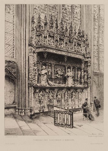 H. TOUSSAINT (*1849), Tomb of the Cardinals of Amboise,  1879, Etching