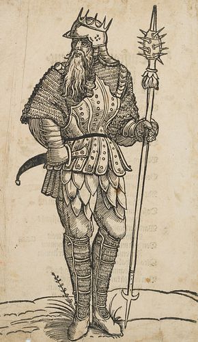 Unknown (16th), King Mannus in harness,  1543, Woodcut