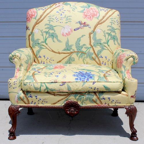Chippendale style floral upholstered settee
