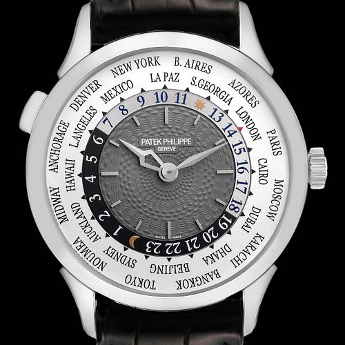 PATEK PHILIPPE WORLD TIME COMPLICATIONS WHITE GOLD MENS WATCH