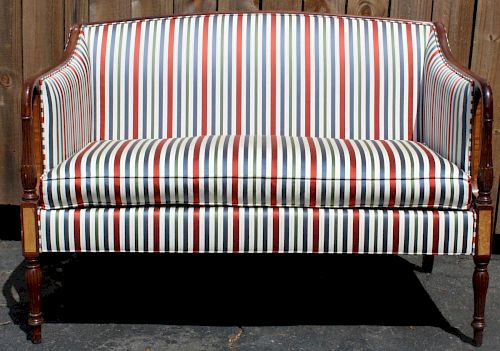 American mahogany settee with fluted legs