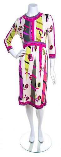 A Emilio Pucci Multicolor Silk Dress, Size 14.