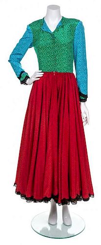* A Geoffrey Beene Multicolor Polka Dot Dress, No Size.