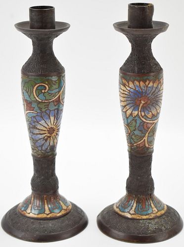 CHINESE CLOISONNE CANDLESTICKS