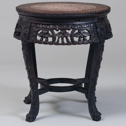 Chinese Export Carved Hardwood Low Table