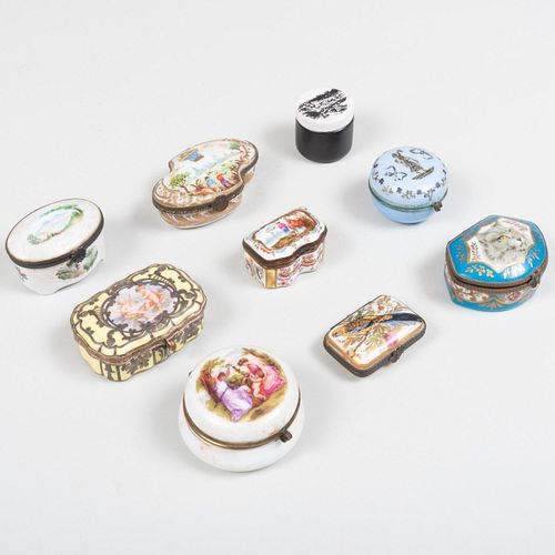 Group of Nine Porcelain Snuff Boxes
