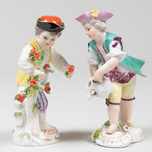 Two Meissen Porcelain Figures of Child Gardeners