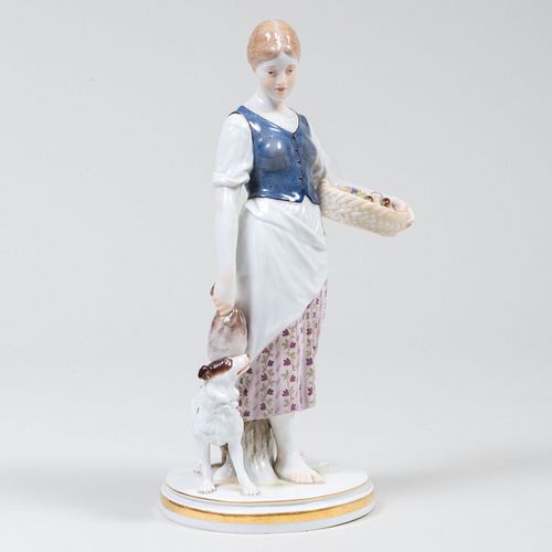 Meissen Porcelain Figure with a Basket of Vegetables