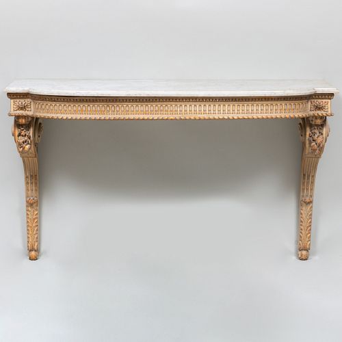 Louis XV Style Carved and Painted Wall-Mounted Demilune Console 