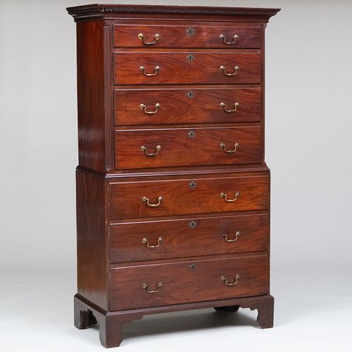 George III Carved Mahogany Chest-on-Chest