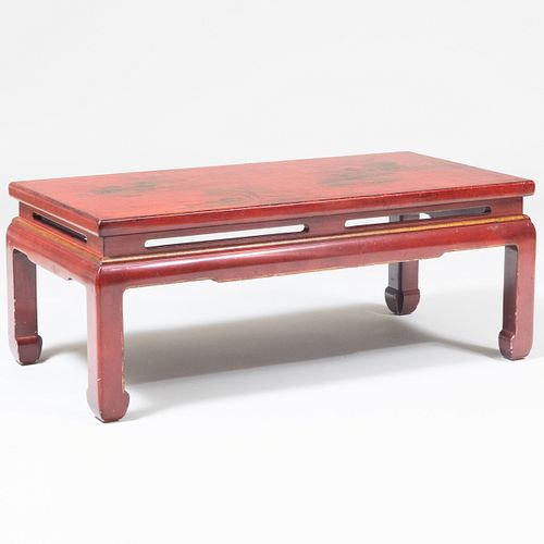 Asian Inspired Red Painted and Parcel-Gilt Low Table, by Christopher Norman