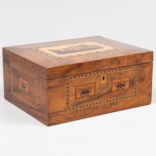 Victorian Walnut Tunbridge Ware Sewing Box