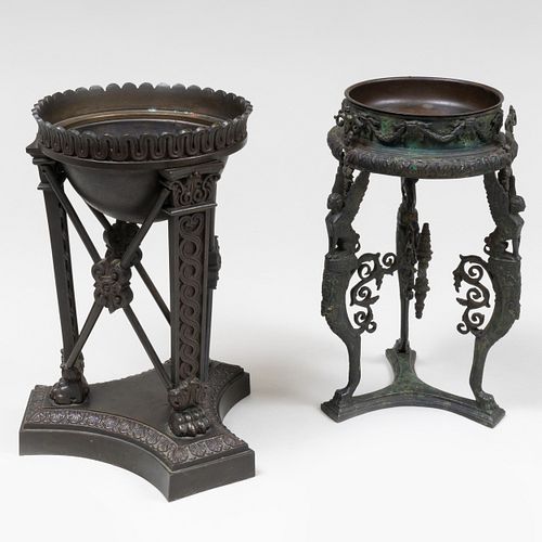 Two Italian Patinated-Bronze Stands, After the Antique