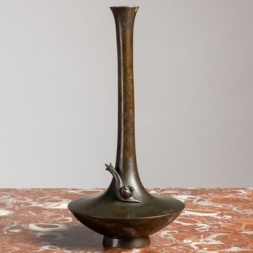 Japanese Bronze Vase with a Snail