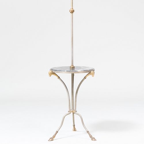 Empire Style Brass and Marble Gueridon Lamp Table