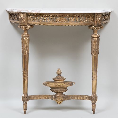 Louis XVI Giltwood D-Shaped Console Table