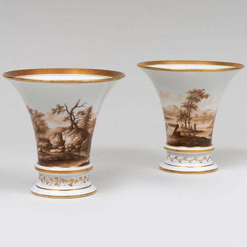 Pair of Furstenberg Sepia Porcelain Vases