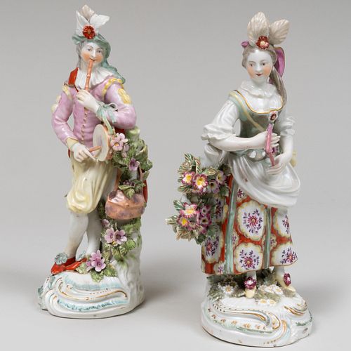 Pair of Derby Porcelain Figures of Musicians