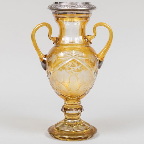 Silver-Mounted Bohemian Glass Vase