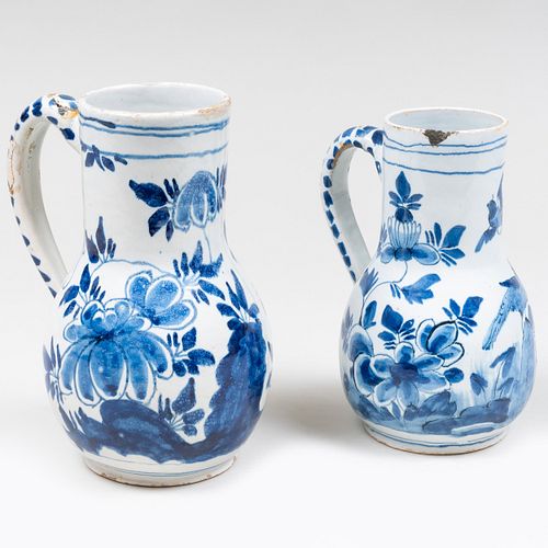 Two Dutch Blue and White Delft Tankards