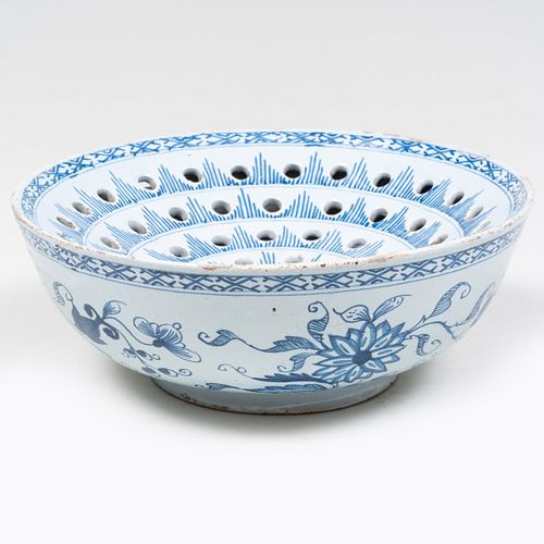 Bristol Blue and White Pottery Flower Bowl