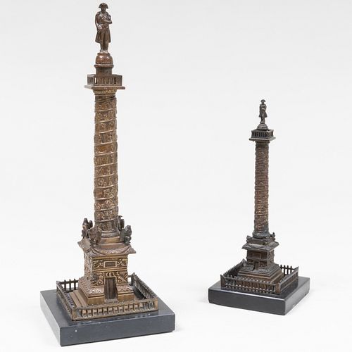 Two Small Bronze Vendôme Columns