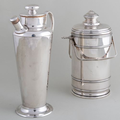 American Silver Ice Bucket and a Silver Plate Cocktail Shaker